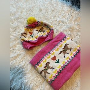 Mini Boden Kids Neck warmer and Hat Horse Theme